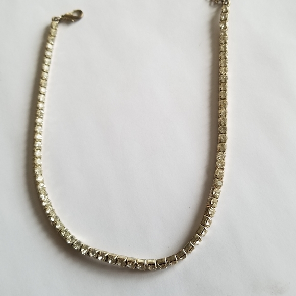 vintage necklace clear rhinestones choker tennis necklace prom bridal wedding - Picture 2 of 9